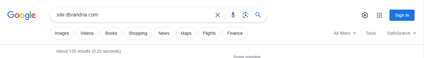 Querying our website using site: advanced search operator