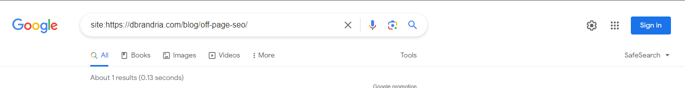 Checking Single URL Indexed In Google Or not.
